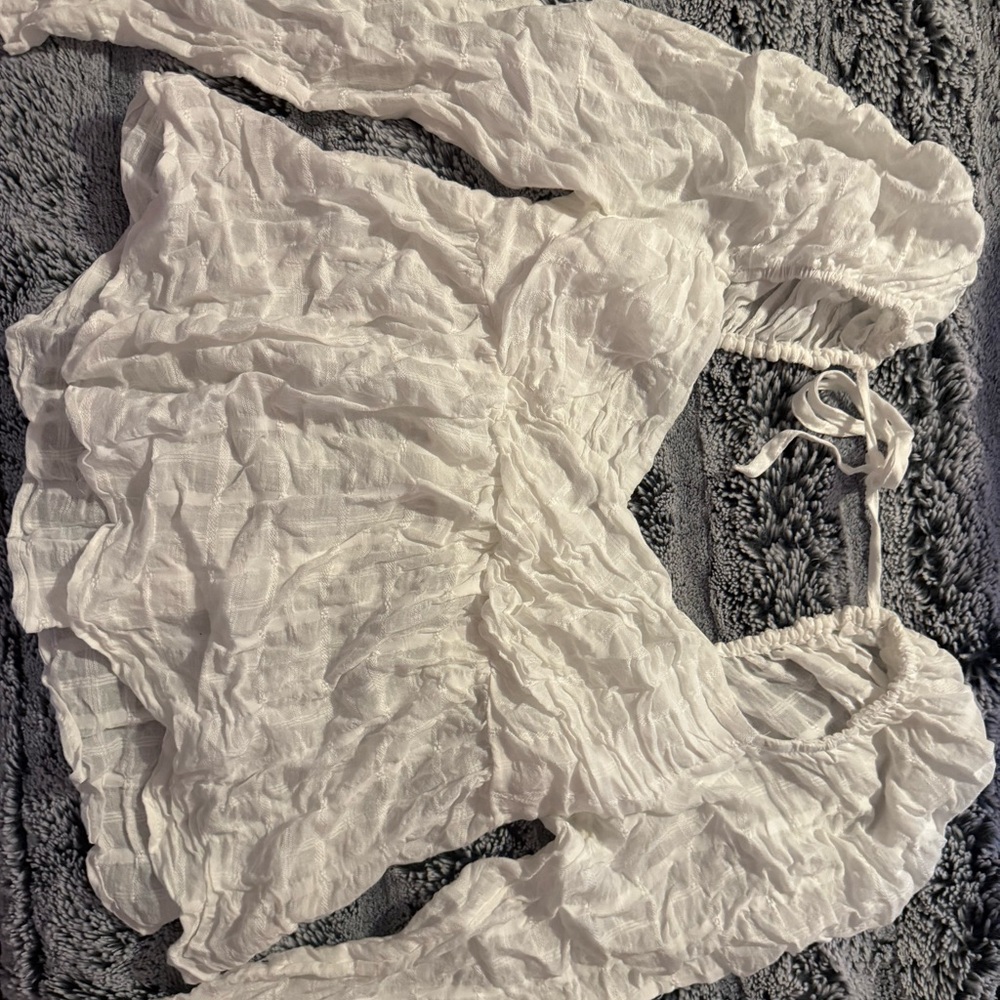 Free People White Puffy Blouse